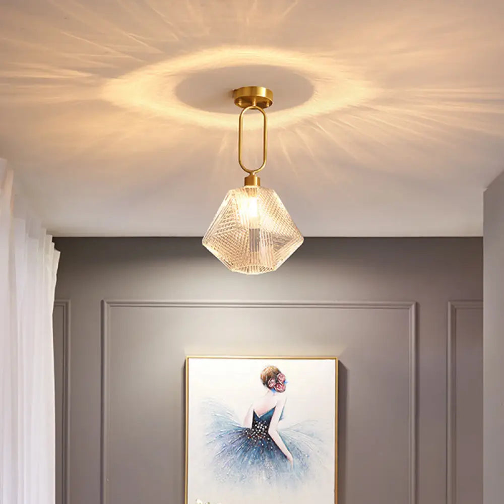 minimalist-hexagonal-semi-flush-ceiling-lamp-kit-with-clear-prismatic-glass-bulb-531
